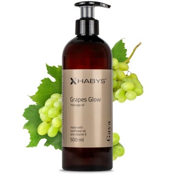 OLEJEK DO MASAŻU GAYA GRAPES GLOW 500 ML NATURALNY NAWILŻA ODMŁADZA HABYS