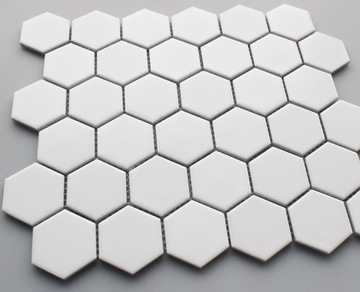 mozaika HEKSAGON ceramiczna biała płytki połysk