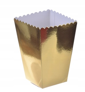 PUDEŁKA NA POPCORN złote 6 szt przekąski urodziny sylwester przyjęcie gold