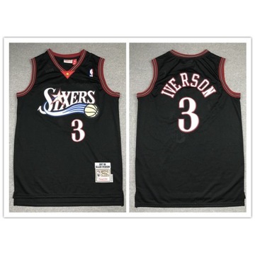 Koszulka NBA Philadelphia 76ers 3# IVERSON, czarna koszulka koszykarska w