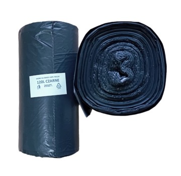 Worki na śmieci 120L LDPE 25szt CZARNE MOCNE