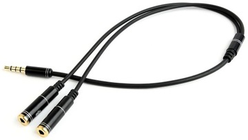 Adapter MiniJack 4PIN M - 2x 3PIN Mini Jack CZARNY