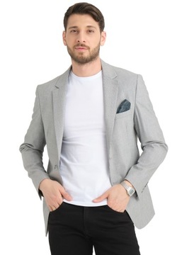 MARYNARKA MĘSKA SIWA W PEPITKĘ WIZYTOWA ELEGANCKA BIZNES CASUAL TURECKA 52