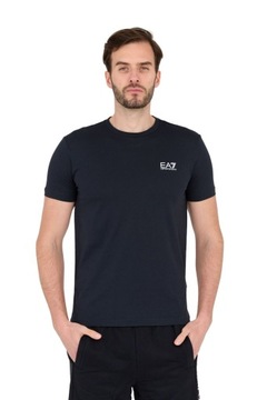 EA7 Granatowy t-shirt męski z małym białym logo M