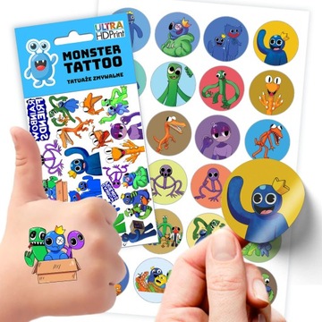ZESTAW NAKLEJKI + TATUAŻE DLA DZIECI DZIECIĘCE RAINBOW FRIENDS JAKOŚĆ