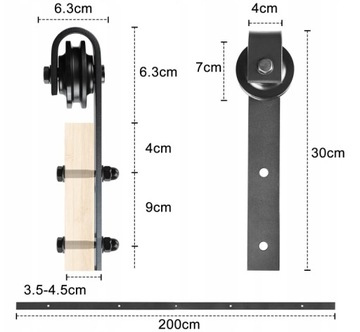 СИСТЕМА РАЗДВИЖНЫХ ДВЕРЕЙ LOFT + НАБОР РОЛИКОВЫХ НАПРАВЛЯЮЩИХ 2 м