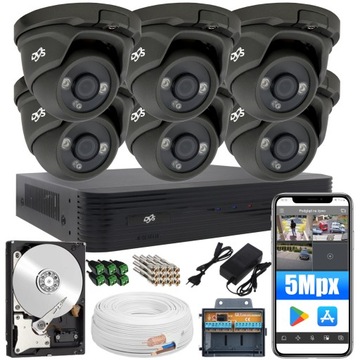 Zestaw do monitoringu 6 grafitowych kamer 5Mpx 1TB
