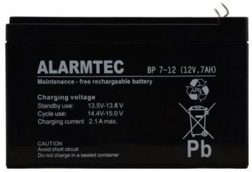 СВИНЦОВО-КИСЛОТНЫЙ АККУМУЛЯТОР 7 Ач 12 В AGM VRLA НЕОБСЛУЖИВАЕМЫЙ ALARMTEC