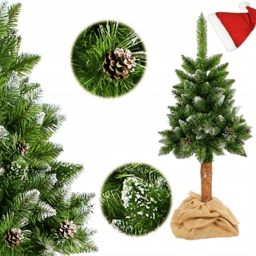 CHOINKA SZTUCZNA NA PNIU SOSNA DIAMENTOWA 100 CM ŚWIĄTECZNA CZAPKA MIKOŁAJA