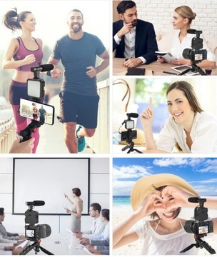 Набор для видеоблога, светодиодная лампа, микрофон, держатель, штатив, пульт дистанционного управления.