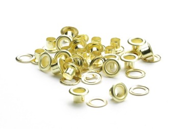 Oczka metalowe Złote fi 4 mm 100 kpl +podkładki