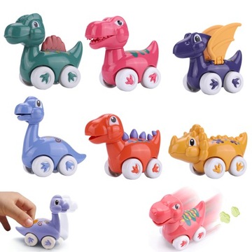 6 SZT ZESTAW SAMOCHODZIKÓW Z DINOZAURAMI, ZABAWKAMI EDUKACYJNYMI NA PREZENT