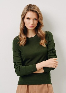 OCHNIK Dopasowana zielona bluzka damska LSLDT-0039-55 L
