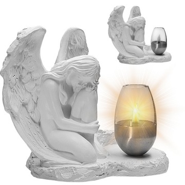 СЕРАЯ ГИПСОВАЯ ФИГУРКА Гробница СОЛНЕЧНАЯ СВЕТОДИОДНАЯ ЛАМПА