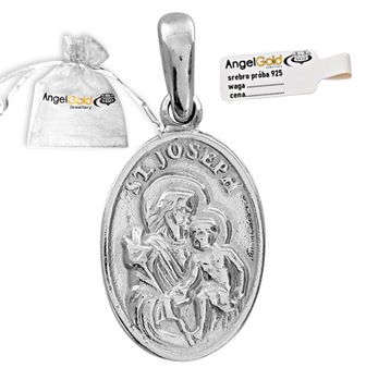 DWUSTRONNY MEDALIK ŚW JÓZEF SREBRO 925 JOSEPH