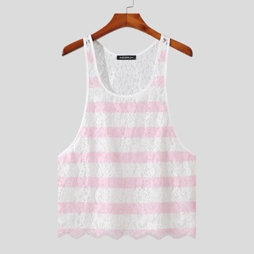 INCERUN Tops 2023 American Style New Men Lace Prin