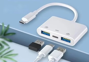 Кабель-переходник USB-C на 2x USB + USB-C для смартфона, ноутбука