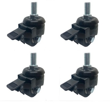 ZESTAW 4 sztuki kółko fi 50 mm z hamulcem czarne 1200KG mocowanie śruba M16
