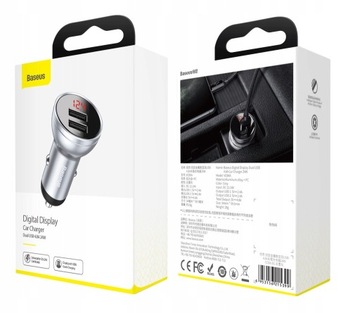 АВТОМОБИЛЬНОЕ ЗАРЯДНОЕ УСТРОЙСТВО BASEUS ДЛЯ ТЕЛЕФОНА 2X USB 24W LED 4.8A