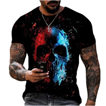T-SHIRT MĘSKI KOSZULKA 3D Z NADRUKIEM CZASZKI