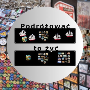 Tablice Metalowe na MAGNESY z Podróży Turystyczne Czarne Loft OZDOBNE x2