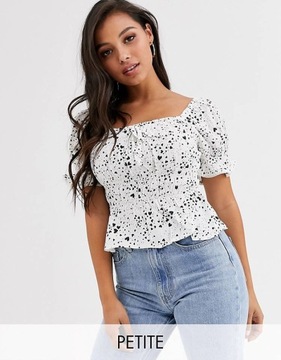 RIVER ISLAND BIAŁA BLUZKA TOP W SERDUSZKA XS 32