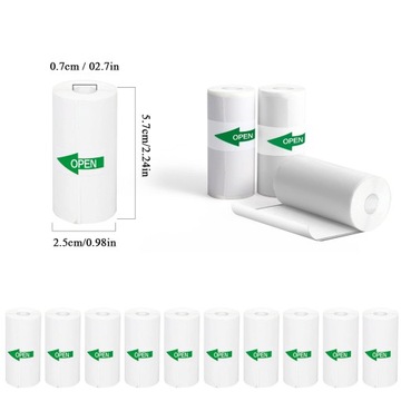 PAPIER TERMICZNY SAMOPRZYLEPNY DO DRUKARKA MINI ROLEK ZAPAS 57X25MM 10SZT