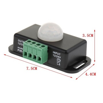 DC 12V/24V 6A Инфракрасный PIR датчик движения Контроль времени Черный