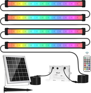 Solarna Lampa Zewnętrzna LED RGB IP66 Wodoodporny z Pilotem