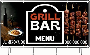 BANER REKLAMOWY 100x50cm projekt gratis różne wzory GRILL BAR MENU