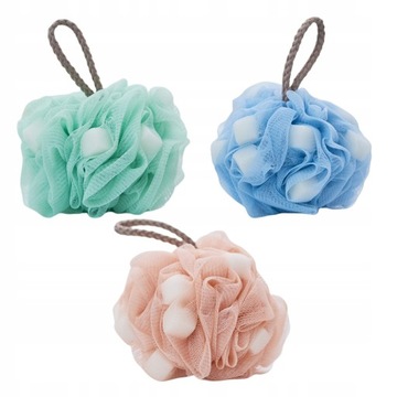 Губки для тела Ball Sponge, пуф для душа, 3 шт.
