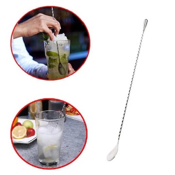 Ложка барменская спиральная со стальным выступом, 26 см.