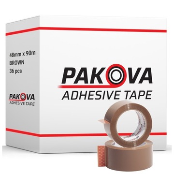 TAŚMA Pakowa BRĄZOWA 48/100y Klejąca PAKOVA 36 szt