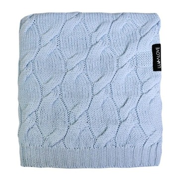 LULLALOVE Kocyk Koc wełna merino PREMIUM Niebieski
