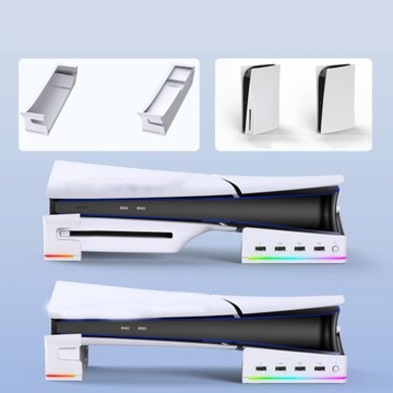 ДОК-СТАНЦИЯ ДЛЯ ЗАРЯДКИ ОХЛАЖДАЮЩАЯ ПОДСТАВКА ДЛЯ PS5 SLIM 4 USB 14 ЭФФЕКТОВ