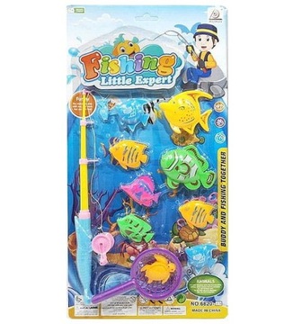 WĘDKA Z RYBKAMI NA MAGNES ŁOWIENIE RYBEK ZABAWKA DO WODY KĄPIELI