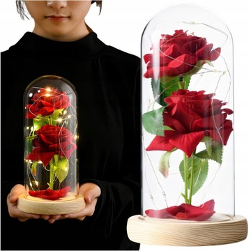 ВЕЧНАЯ РОЗА В СТЕКЛЕ, ПОДСВЕТКА СВЕТОДИОДНАЯ, ИДЕАЛЬНО ПОДАРОК ​​МАМЕ, ДЕНЬ МАТЕРИ