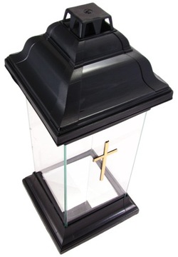 Фонарь для часовни, большая стеклянная свеча с крестом, 37 см.