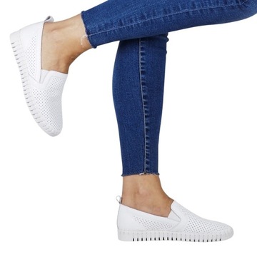 SKÓRZANE BUTY SNEAKERSY NISKIE BUTY SPORTOWE NA KOTURNIE AŻUROWENA KOTURNIE