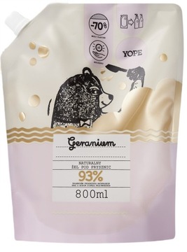 YOPE Naturalny żel pod prysznic Geranium Refill 800 ml