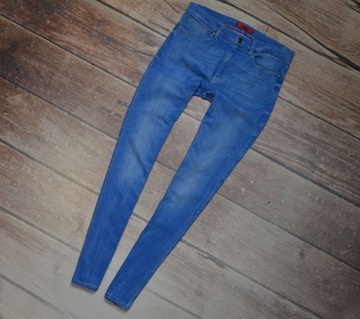 HUGO BOSS RED ORYGINALNE SPODNIE SLIM PREMIUM BLUE JEANS 32 34