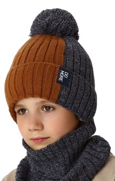 CZAPKA i KOMIN KOMPLET CHŁOPIĘCY ZIMOWY kol* 7-12L