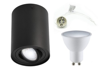 OPRAWA NATYNKOWA MAT WALEC TUBA RUCHOMA CZARNA EDO +ŻARÓWKA LED GU10