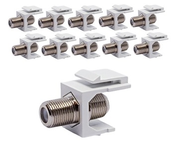 10x Moduł KEYSTONE F-F BIAŁY, gniazdo, łącznik