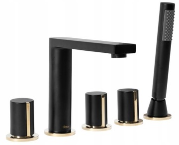 Bateria Wannowa Icon Black Słuchawka 5 otworowa
