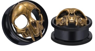 tunel czarny stalowy czaszka skull odkręcany 12mm