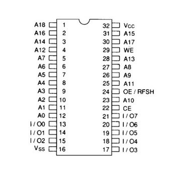 Интегральная схема HM658512: память SRAM 512 КБ x 8 бит, DIP32