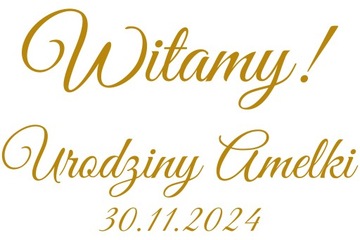 naklejka Witamy Urodziny Roczek Imieniny Imię