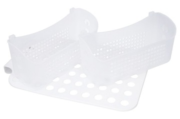 ПОЛКА ДЛЯ ДУША, БЕЛАЯ 36х25х9СМ, ДВУХУРОВНЕВАЯ ФУНКЦИОНАЛЬНАЯ