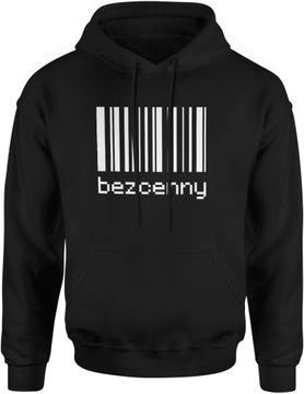 BLUZA MĘSKA Z NADRUKIEM NAPISAMI ŚMIESZNA BEZCENNY Z KAPTUREM DRESOWA